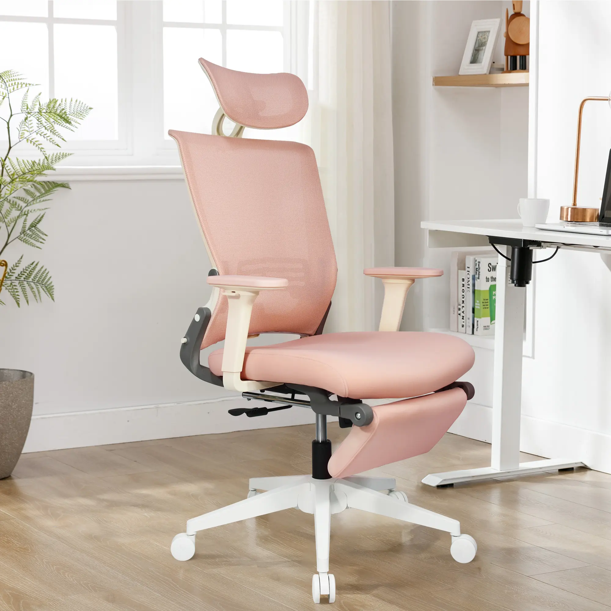 FLEXISPOT Foldable Ergonomic Office Chair with Footrest, 2D Headrest, Mesh Back, Sponge Seat, Adjustable Lumbar Support, 2D Armrests & Height | Adjustable Height Chair for Home Office Computer Desk Use, Ergonomic Chair,dorm essentials,home decor