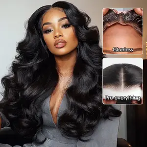 Subella Hair All-Day Wear Comfort Real Glueless Ocean Wave Wig Ready to Go 200% Density HD Lace Middle/Side/C Part Loose Body Wave Wig Pre Cut Plucked Human Hair Beginner Friendly