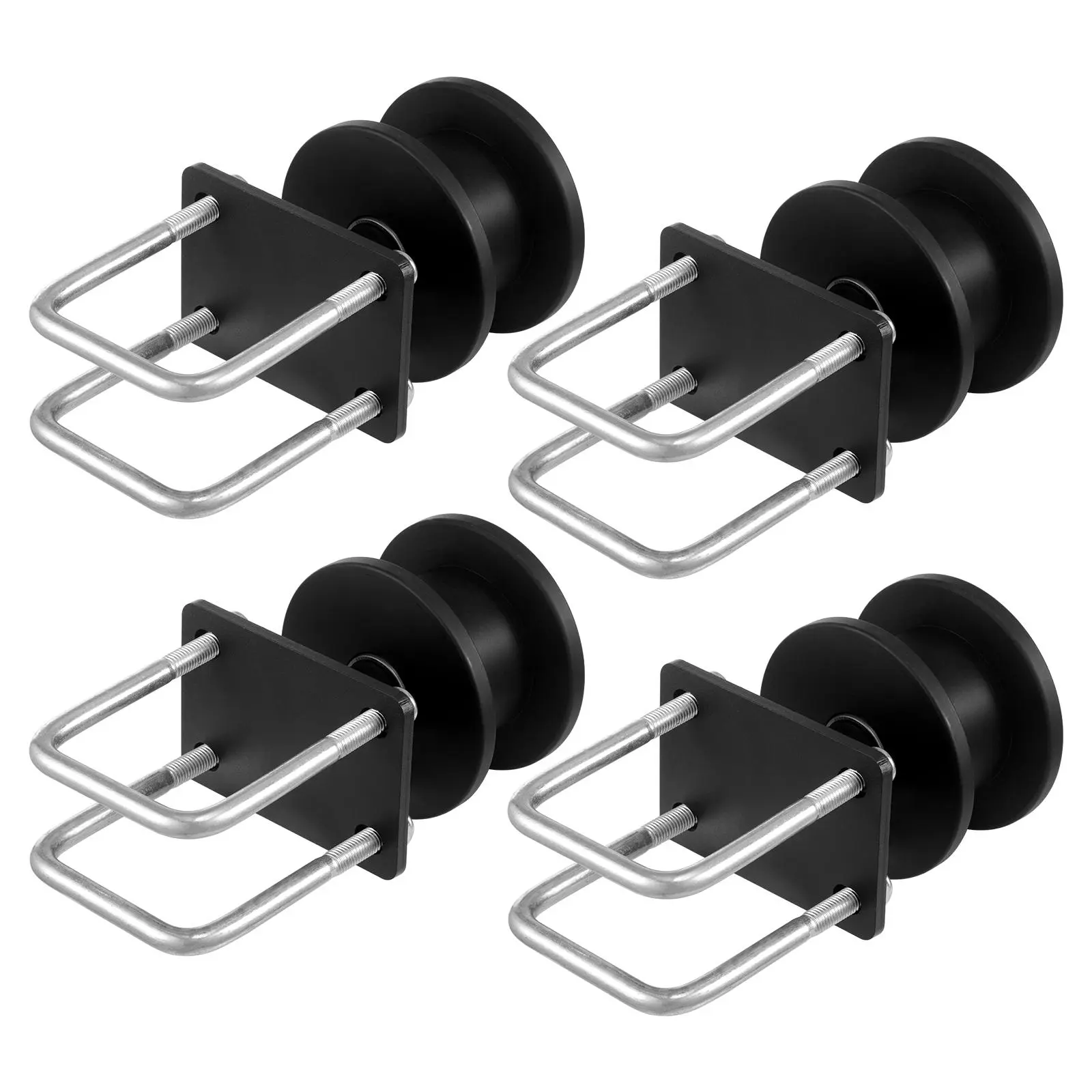VEVOR Heavy-Duty Steel Outdoor Waterproof Rolling Gate Hardware Kit, Quick Install, Smooth Slide, H-Shaped Wheel Groove, 4 Track Rollers for Cantilever Gates, Courtyards, Driveways, Black