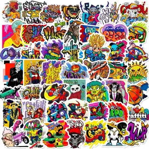 50 pieces of cool graffiti stickers, hip-hop psychedelic stickers for decorating notebooks, phone cases, and bicycles