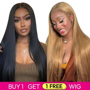 Buy 1 Get 1 Free 180% Density Lace Front Wig | Transparent Lace, Blended Human Hair
