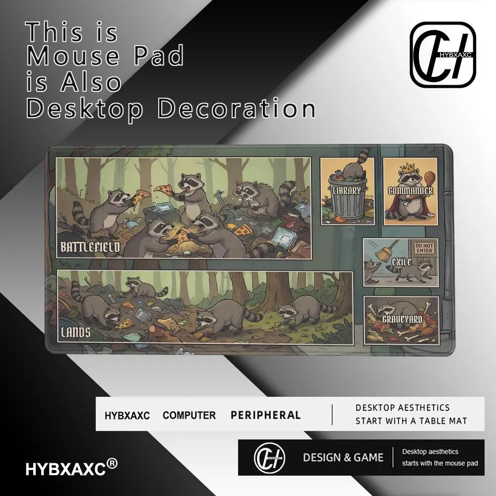 Trash Panda Racoon Playmat Magic Party Game Mat Durable Rubber for TCG Games 40X80cm Mouse Pad Computer Mouse Pad Offices Desk Mats Friendly Design Mousepad