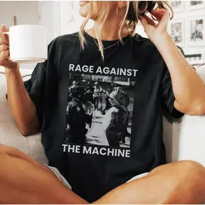 Men's Cotton Casual Crew Neck Top - Portland Frog Rage Against The Machine Activist Print Shirt, FDT, Anti Jump, Resistance, No ICE, Breathable Streetwear T-Shirt Tshirt