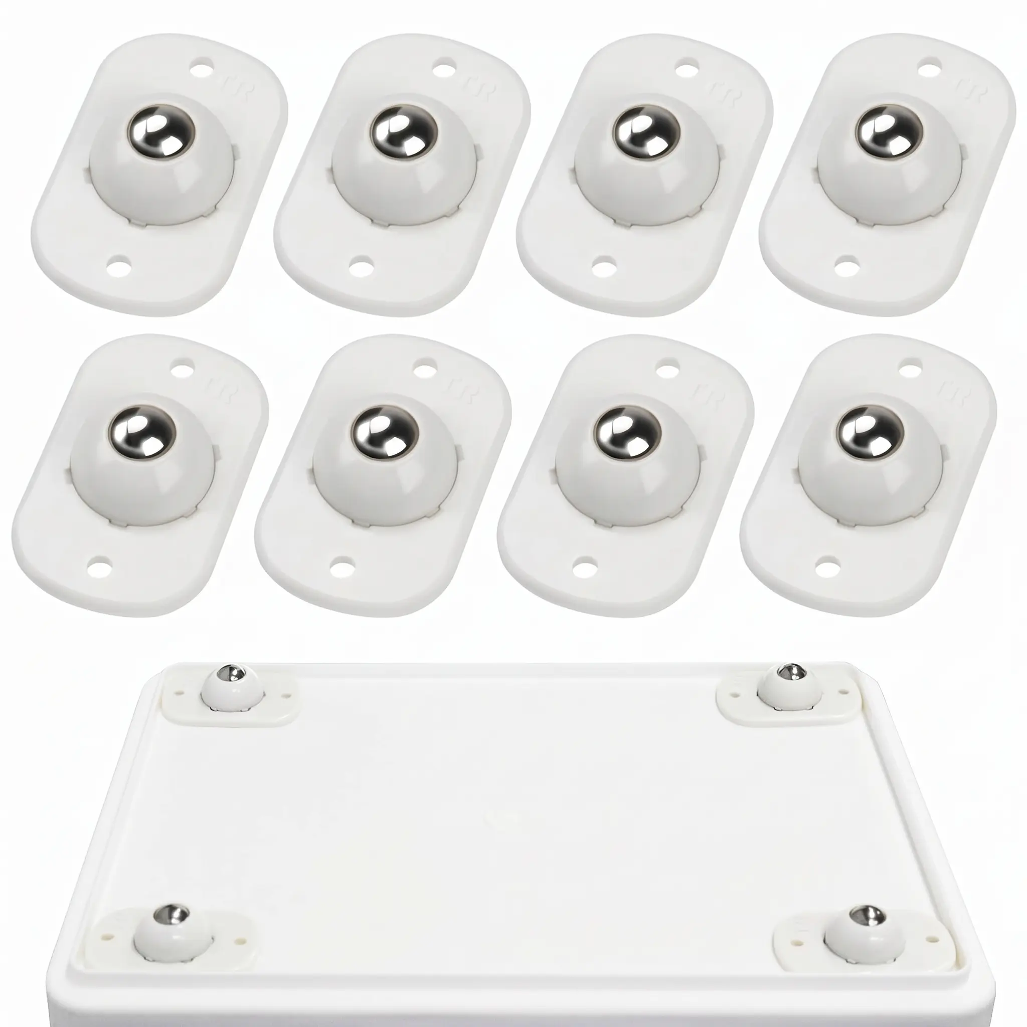 8 Swivel Self-Adhesive ABS Plastic Caster Wheels, 360° Rotate, Easy Installation, Durable Strong-Load Low-Noise Wheels for Home Laptops
