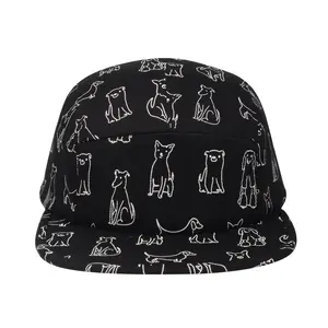 HatPhile Cartoon Dog Cotton 5-Panel Hat Playful Design for Everyday Wear Soft Breathable Fabric Adjustable Strap Large Size 7 1/4–7 3/8