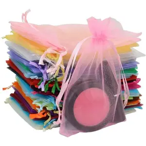 50pcs Organza Bags-Mix Color 3.54''x4.33''(9x11cm) Satin Drawstring Organza Pouch Wedding Party Favor Gift Bag Jewelry Watch Bags