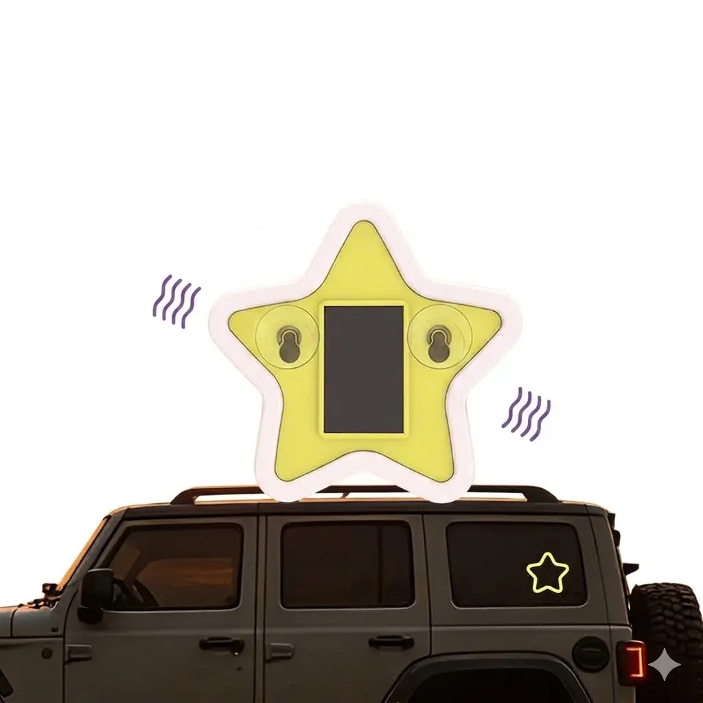 【Summerfinds】Joytutus Solar-Powered LED Car Ambient Light - Wireless Neon Window Lamp with Vibration Activation, Star-Shaped Decorative Light for Dashboard, Car Interior & Fun Accessories, Car Decorative Light