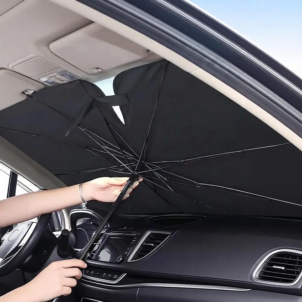 Foldable Reflective Windshield Umbrella Sun Shade, 55"x31" Car Front Window Cover for Heat Insulation, Fits Sedans, SUVs, Windshield Shade