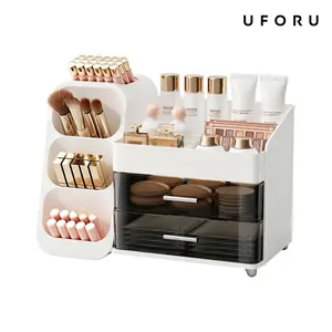 UFORU Large Capacity Makeup Storage Box, Multi-functional Makeup Brush Lipstick Eyebrow PencilPocket Mirror Storage Box, Desktop MakeupOrganizer for Home & Travel, Makeup Box,Cosmetics Organizer Storage, Accessory Drawer, Gift, jewelry organizer summerwin