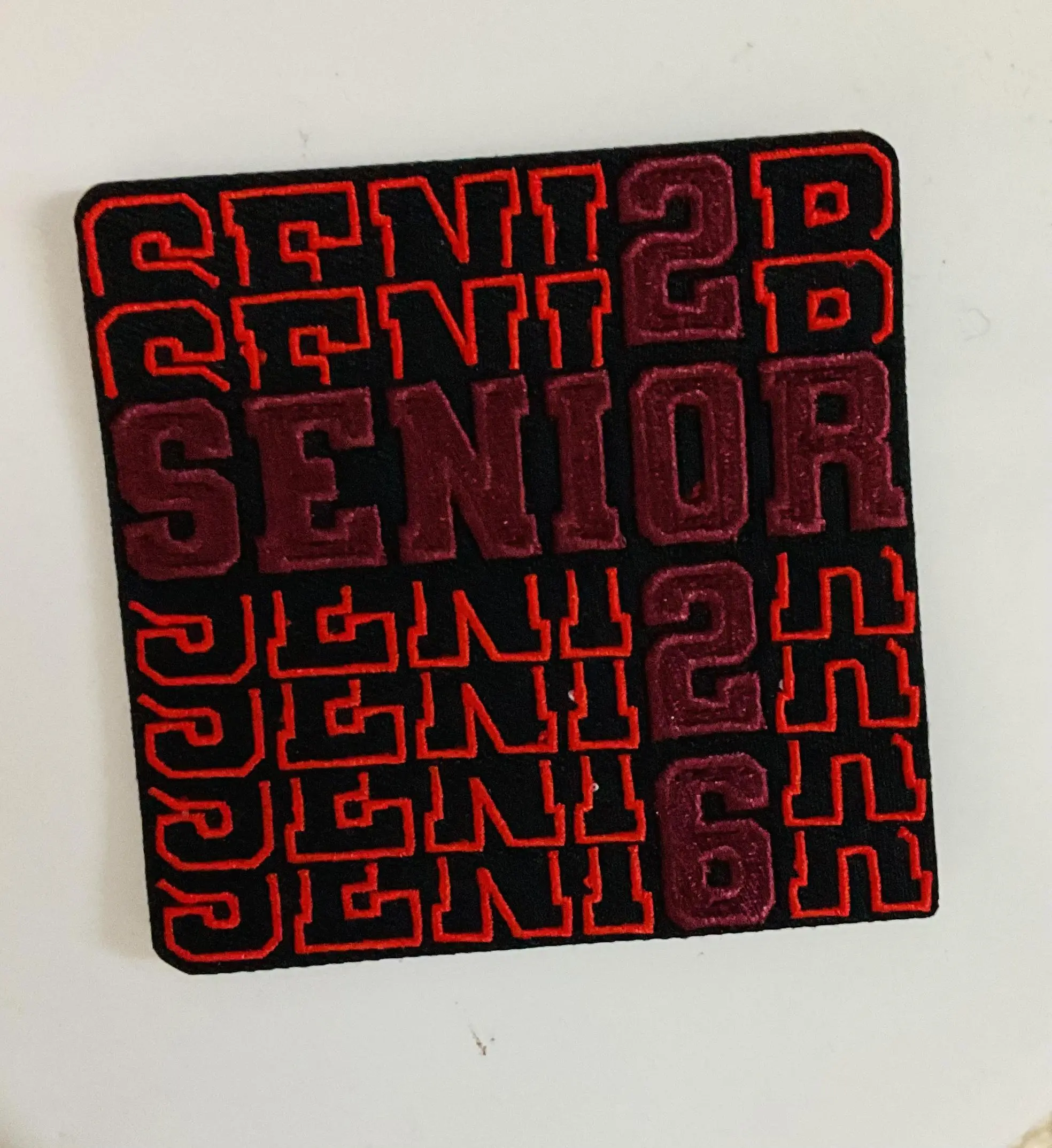 Red Senior 2026 Embroidery patch, iron-on, accomplishment, graduation apparel, Class of 2026 accessory