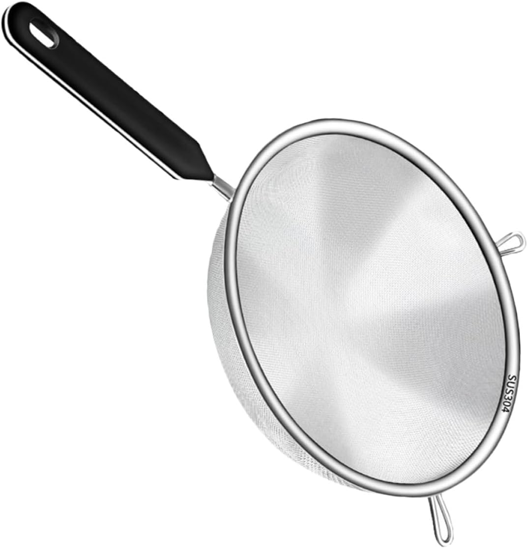 Commercial Kitchen Large Colander Strainer, Heavy Duty. 30x19cm, 304 Steel & PP, for Pasta, Salad Prep