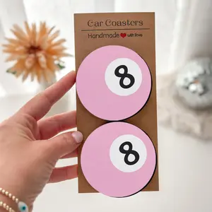 Pink Billiard Pattern Coasters-2/4pcs Exquisite packaging, easy to clean, durable and stylish desktop decoration, suitable Christmas and birthday gifts for both men and women