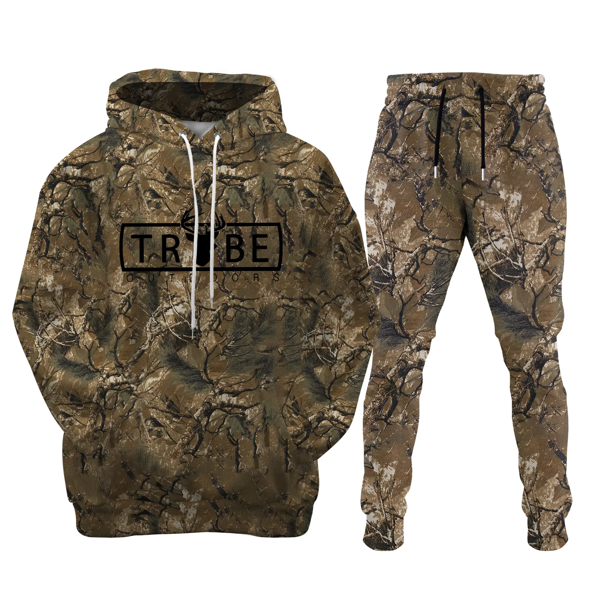 TRIBE OUTDOORS CAMO DEER TRIBE HOODIE  T-shirt Sweatpants, Hoodies and Sweatpants Set, Sizes S-5XL, Athletic Unisex Set – Soft Fabric, Perfect for Gym & Casual Wear - Designed by Brandona
