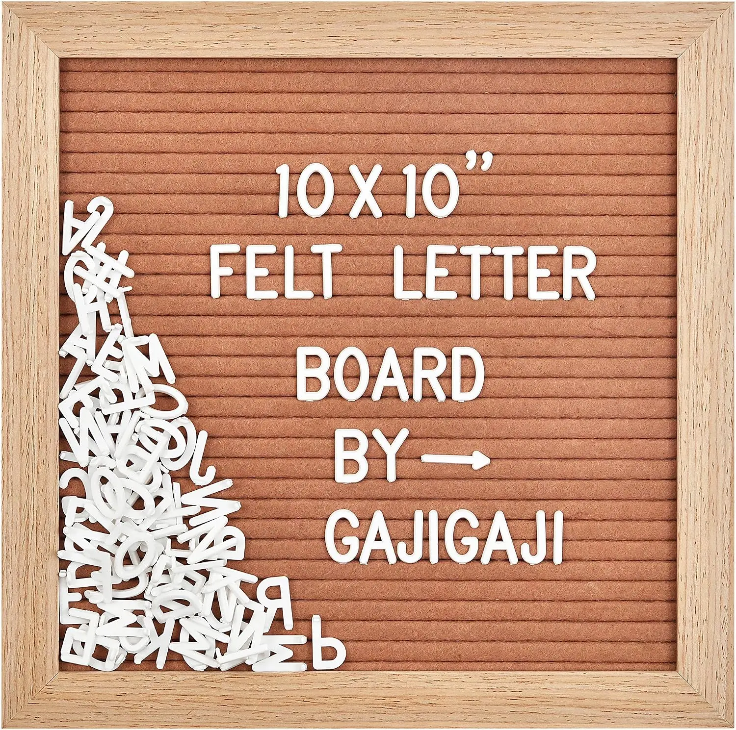 Felt Letter Board with 294 Letters, Numbers, Symbols - 10x10 inch Changeable Message Board with Wooden Frame Wall Mount (Brown)