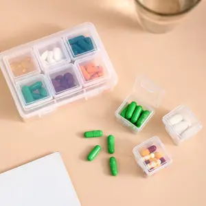7pcs/set Plastic Desktop Medicine Storage Box with Lid Household Medicine Box Packaging Box Supplement Organizer Vitamin Organizer