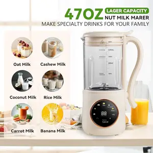 Multifunctional Food Processor Machine - Blender, Grinder, Warmer Kitchen Appliance, 47.34 oz, Stainless Steel Blades, Built-In Baby Food Heater, Delayed Start Safety, No Batteries (Early Riser Breakfast Essential for Nuts, Plant-Based Milks)