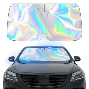 Rainbow Car Windshield Sunshade Strong Heat Insulation Cool Escort Colorful Sunscreen for Whole Car Fashionable and Beautiful Dazzling Reflective Material Easy Installation Durable Wrinkle-resistant， sun shield