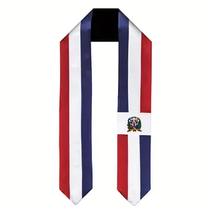 EastJia Lightweight Dominican Republic Flag Graduation Stole - Unisex USA-Made Academic Shawl with National Emblem, Stripes, Premium Washable Reusable Polyester, Elegant Durable Design for Graduation Ceremonies, Cultural Celebrations, Ideal Keepsake