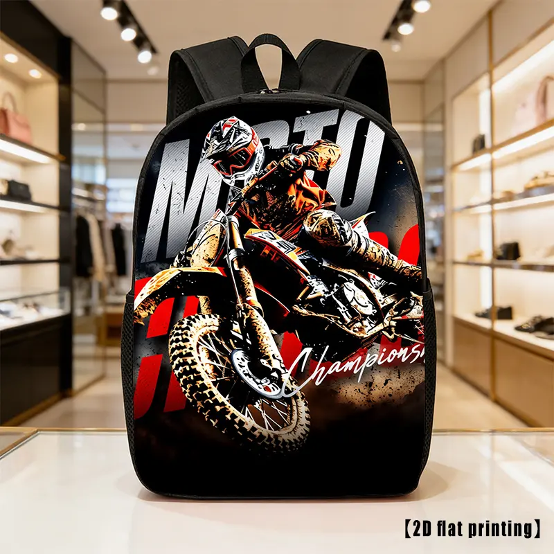 Motocross Backpack, Dirt Bike Graphic Print School Bag, Lightweight Large Capacity Daypack, Cool Racing Moto Bookbag for Men Teens, Outdoor Sports Travel Laptop Bag, Back to School Commute Hiking Gift