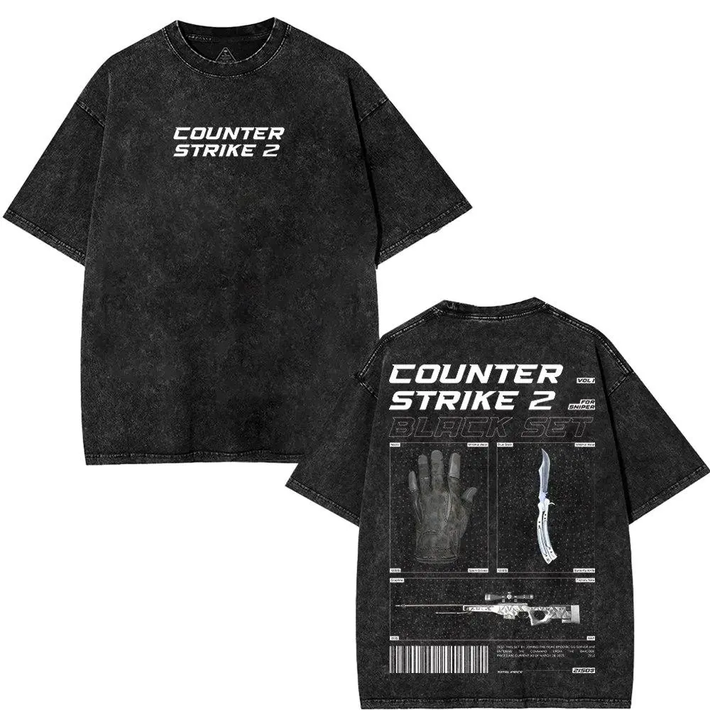 Retro Vintage counter strike 2 Washed Tee Unisex Heavyweight Cotton T-shirt for Game Fans, Graphic Tees, Casual Outfits, Men Gifts, Clothes Menswear apparel Hoodie Print