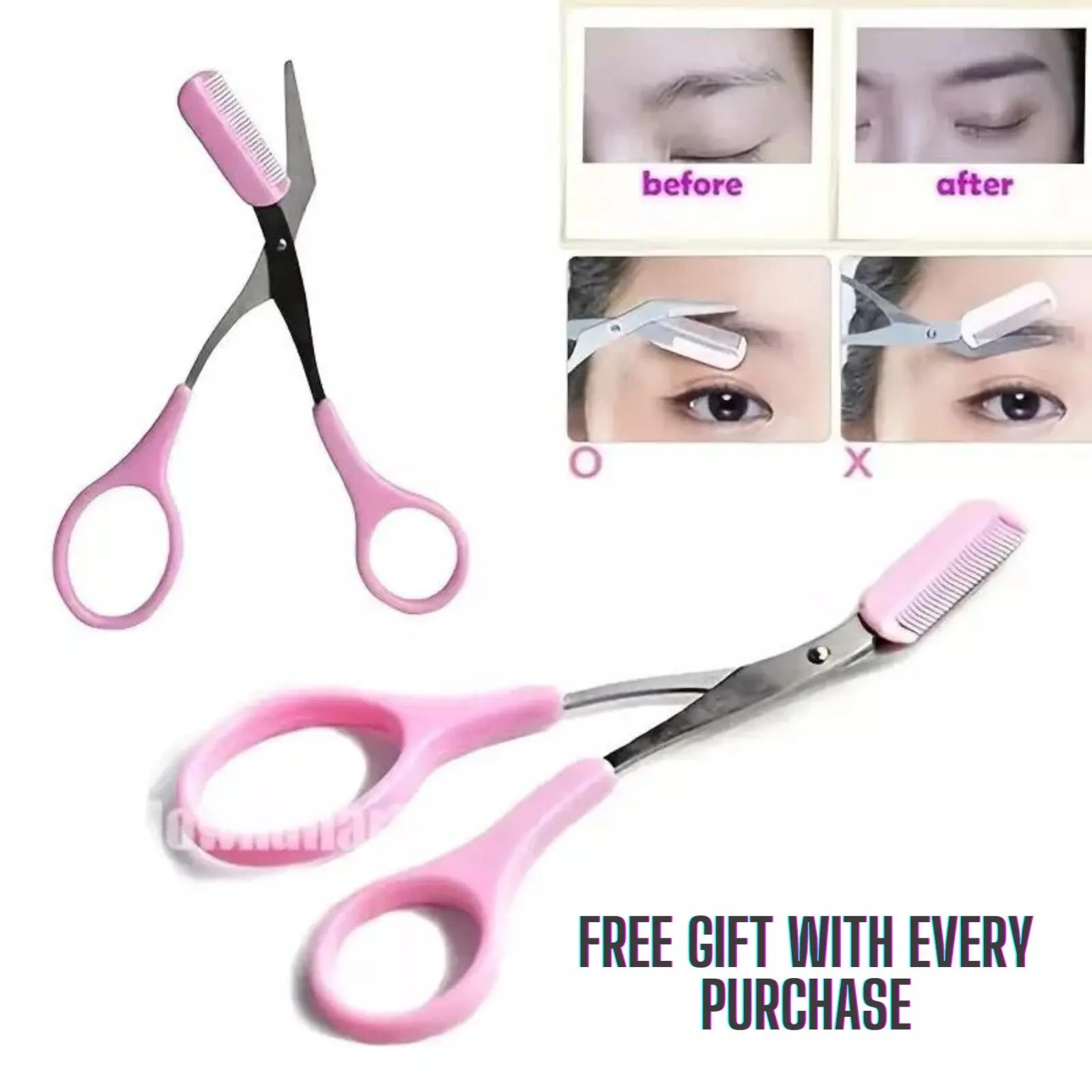 Eyebrow Trimmer Scissors With Comb - For Men/Women Eyebrow Grooming + Gift