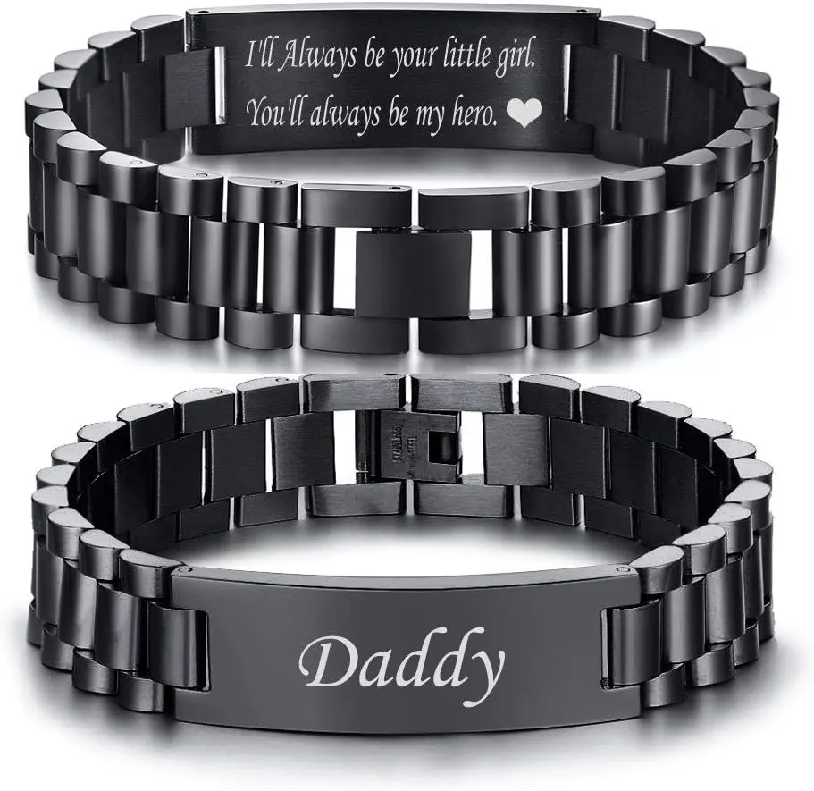 MP Masculine Stainless Steel Cuban Link Chain Bracelet, Personalized Adults' Jewelry, Romantic Father Day Gift for Men (Dad, Husband)