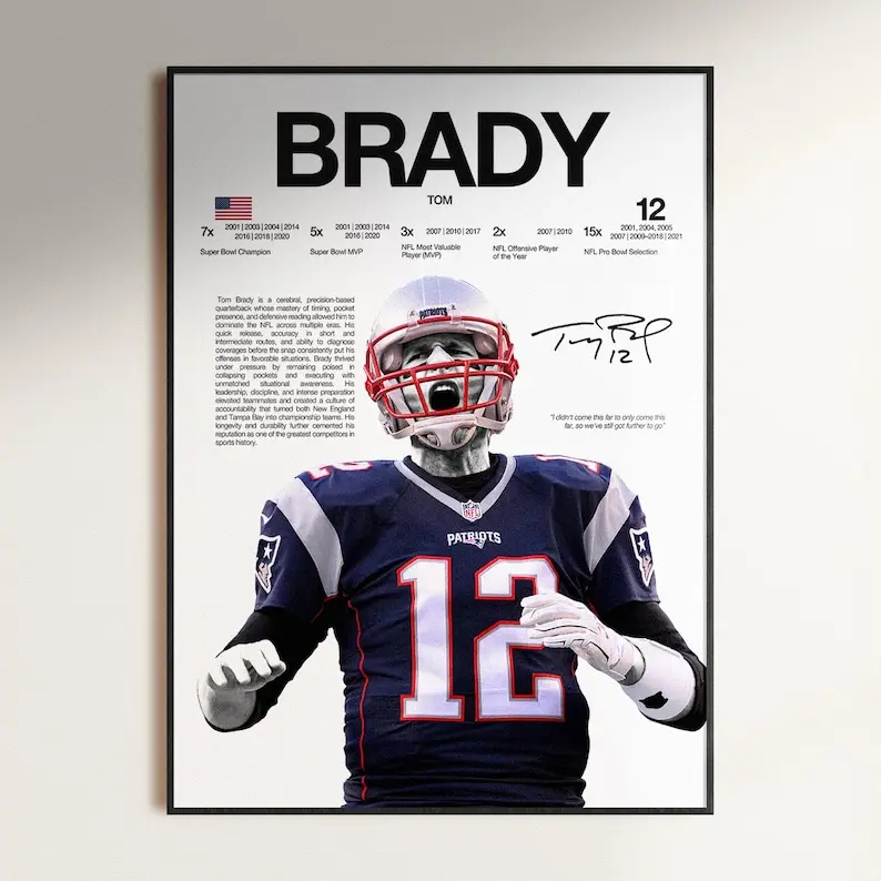 Tom Brady Poster, NFL Wall Print, Football , NFL Poster Print, Sports Decor, Tampa Bay Buccaneers Poster, Football Gift