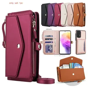 2 in 1 Zipper Wallet Protective Case for Samsung Galaxy A57 A37 A17 A56 A36 A73 A72 A14 A35 A55 A54 A53 A52 A16 A15 A13 4G 5G Leather Phone Cover