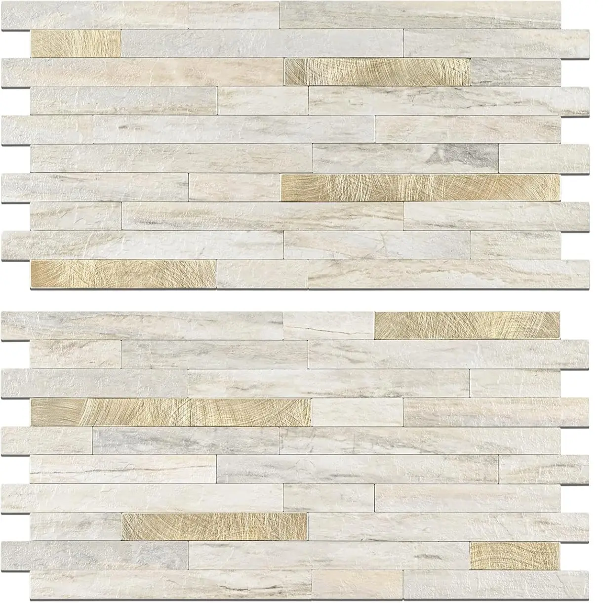 STICKGOO 20 Sheets Peel and Stick Backsplash Tile, Tile Stickers, Stick on Backsplash for Kitchen and Bathroom, Volakas White Look PVC Mixed Metal Silver Self Adhesive Wall Tiles