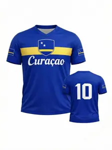Curacao Soccer Jersey Custom Name Number Shirt, Blue Island Football Fan Tee, Personalized National Team Supporter Unisex Top, Sports Top, Casual Sports Jersey