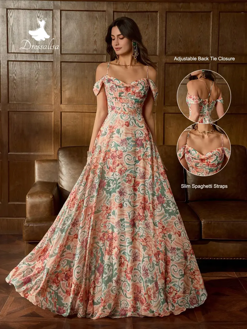 slim fit dress slacks Lady Black Tie - Breezy Maxi Dress - Floral Blue Organza main image 1