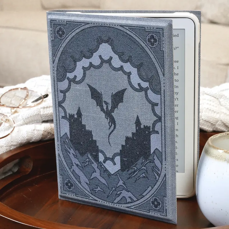 Bookish E-Reader Case: Wings in Ash & Ember | Fits Kindle Basic, Paperwhite, & Colorsoft | Includes Magnetic Shell & Built-In Stand