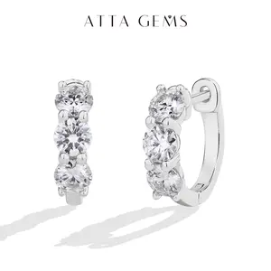 Luxury D VVS1 Color Round Cut Total 1.8CT Anniversary Special Lab Created Moissanite Earrings Sparkling Fine Jewelry Gift E041