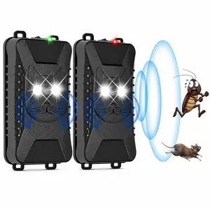 2PCS Under Hood Rat Repellent – Ultrasonic + Flashing Light Rodent Deterrent for Car Engine Wire Protection for Indoor Outdoor Garage Use electronic pest insect roach