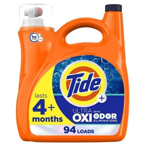 Ultra Oxi Odor Eliminators Unscented Liquid Laundry Detergent, 94-Loads, 132 fl. oz.