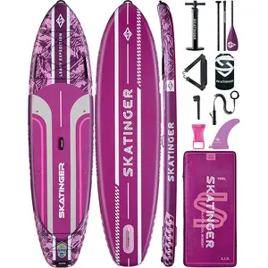 Skatinger 11'6×35" Super Wide Inflatable Paddle Board, Ultra Stable Stand Up Paddleboards for 450lb/3 People/Family/Big Size, Shoulder Strap, 5 Handles, 100L Backpack, All-Round Sup Board, US Fin