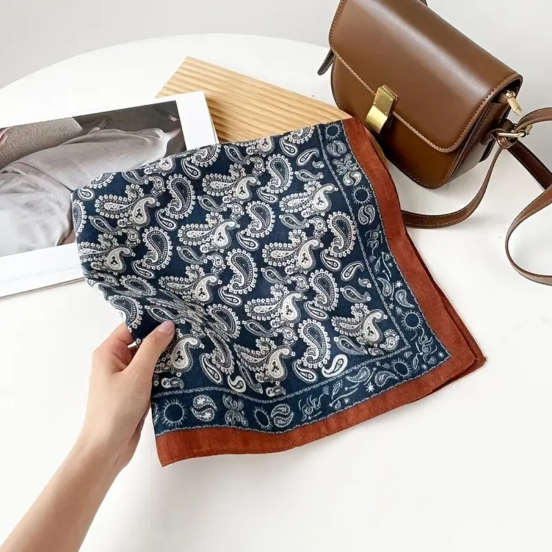 Women's Ethnic Vintage Paisley Satin Square Scarf - 70x70cm 100% Polyester, Colorful Hippie 70s Style Head Scarf, Bandana Headwrap Neckerchief, Head Scarf Neckerchiefs, Hippie Style Neckerchiefs