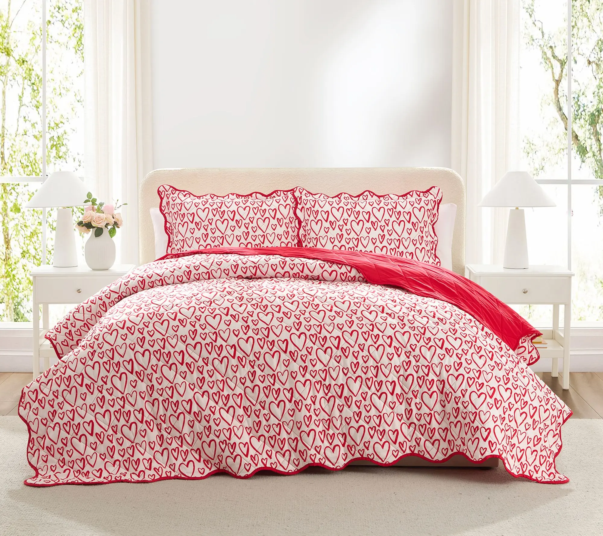 Hallmark Heart Strings 3-Piece Red/Multicolor Quilt Set, King