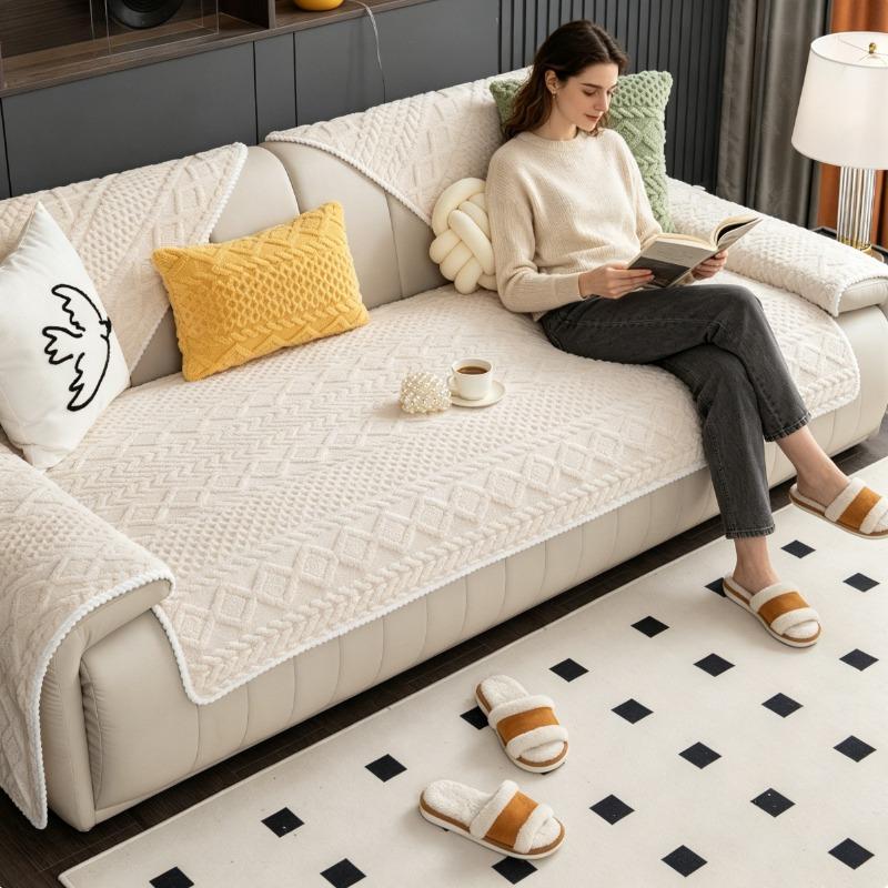 Cozy Cottagecore Couch Blanket | Plush Cream Knit Design for All-Season Comfort