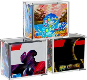 [K]3Pack Acrylic Case Fits Pkmn Booster Box Display Case Collector Protector UV Resistant with Strong Magnetic Lid