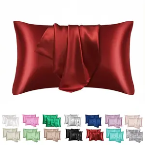 2/4-Pack Burgundy Satin Silk Pillowcases - Cooling Luxurious Gentle on Skin Hair Care Pillow Covers - Mulberry Silk-Like Envelope Closure Rich-Toned Beauty Sleep Bedding for Stylish Bedroom Silky Satin Bedding (Unisex Gift, No Pillow Core)