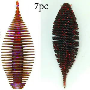 7 Piece Swimming Soft Bait Set, 7cm 4g Worm Imitation Lures in Various Colors, Salt Added with Shrimp Scent, Top Fishing Tackle