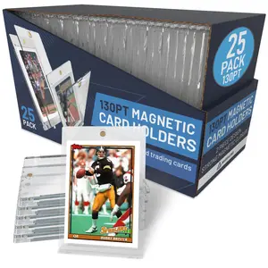 Premium Magnetic Card Holder (25 Pack) | 130PT Magnetic Card Holders for Trading Cards. Pro UV Card Protectors with Ultra Clear Design, One Touch Magnet Case for Trading and MTG Cards.