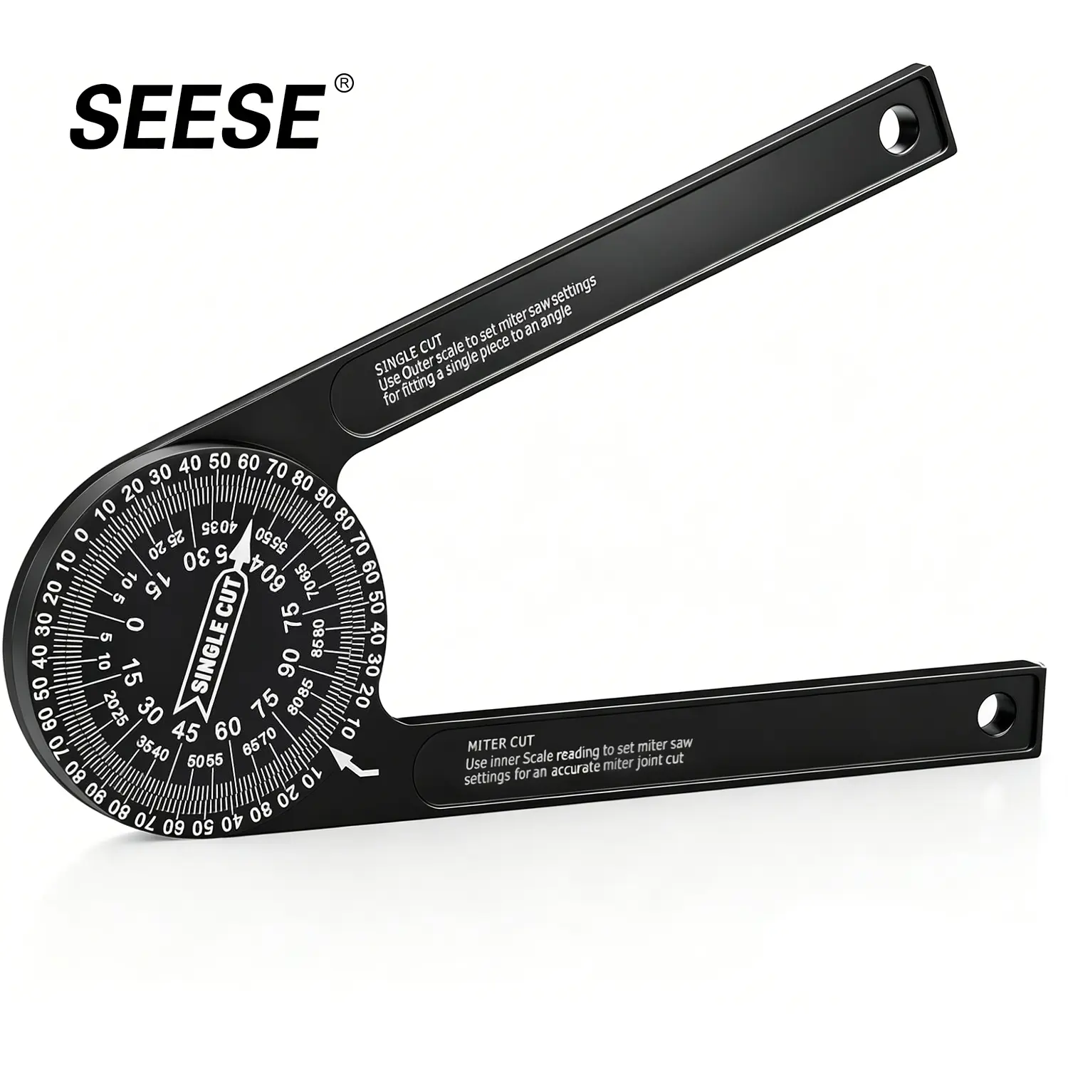 SEESE Aluminum Miter Saw Protractor | 7-Inch Rust Proof Angle Finder ,360° Angle Finder with Laser-Engraved Scales with Measuring Rulers for Angle Finder Carpentry, Crown Molding Tool, Baseboard building trade,CNC Machined Woodworking fat