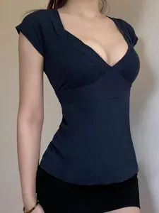 Women's Plain Tee, Casual Short-Sleeve T-Shirt, Ladies' Summer Clothes for Daily Wear