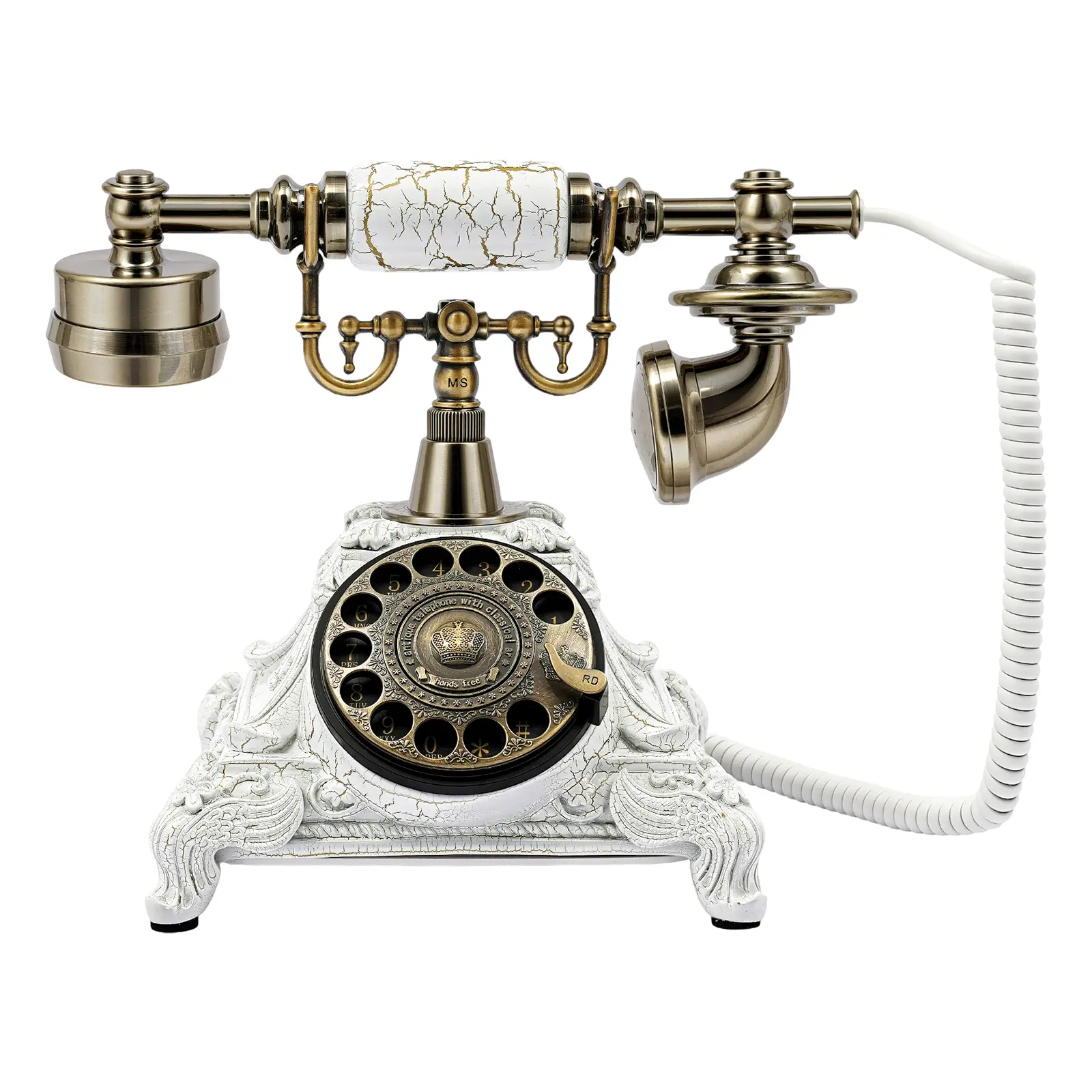 European-Style Vintage Rotary Dial Telephone with One-Touch Calling & Speakerphone, Resin & Zinc Alloy Classic Landline Phone, No Battery/Power Required for Home Office Hotel Bar Gallery Décor Father Son High School Graduation Gift