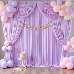 2 Panels 5 x 7ft or 5 x 10ft White Backdrop Curtains Wrinkle Free Polyester Drapes for Wedding, Graduation, Birthday Party & Photography Background