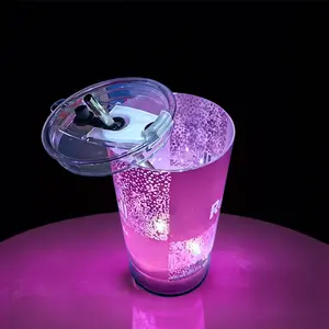 Bar Party Essential 14oz Luminous LED Cup Custom Color Free Straw & Lid Easy Clean Premium Drinkware