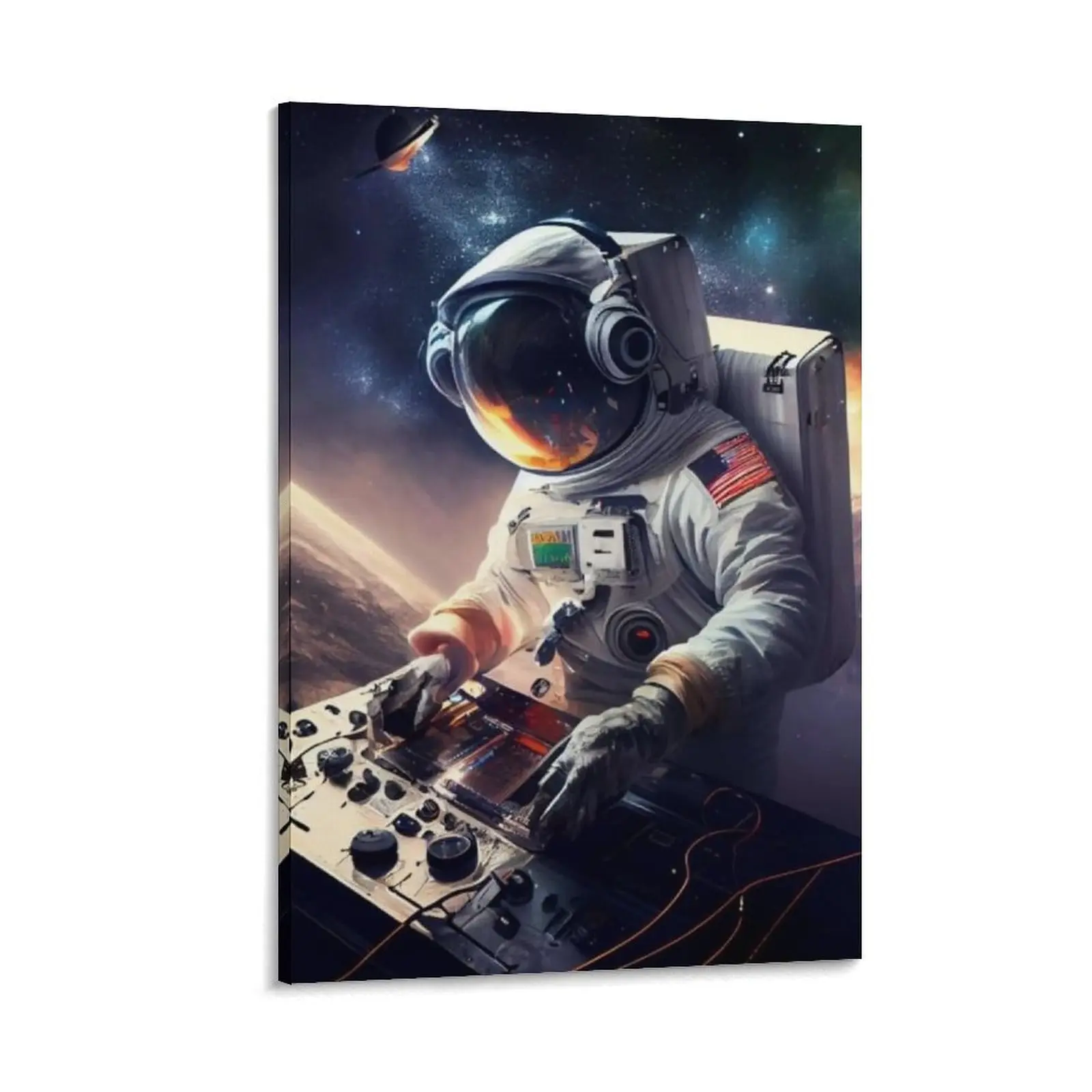Astronaut DJ Poster Cool Room Decor Astronaut Wall Art Canvas Poster Bedroom Decor Sports Landscape Office Room Decor Gift Frames Ornaments Artistic Decoration Photo Print
