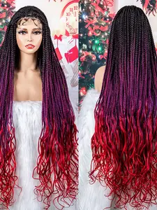 Synthetic Lace Front Wig Black Women Braided Wig Braided Braided Wig, versatile fit, fashionable and natural style, suitable for daily wear, Christmas style, Braided Lace Wigs